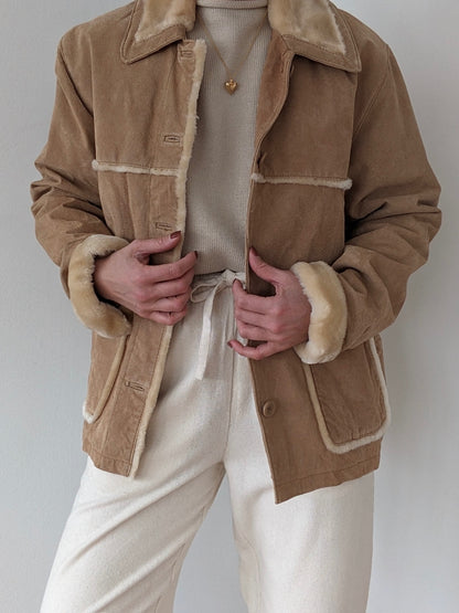 Vintage Biscotti Suede & Faux Fur Coat
