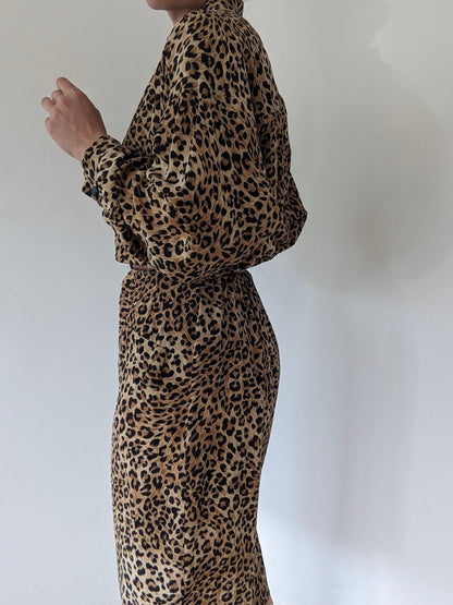 Statement Vintage Leopard Print Silk Dress