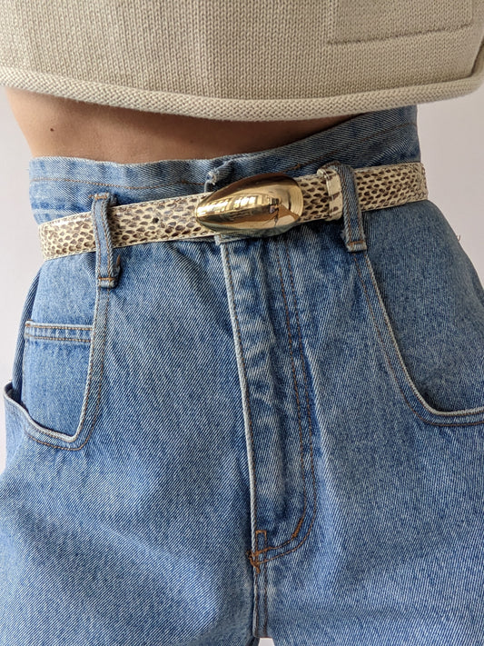 Vintage Snakeskin Leather Belt
