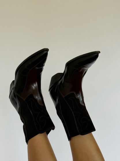 Vintage Donald Pliner Suede & Leather Embroidered Boots
