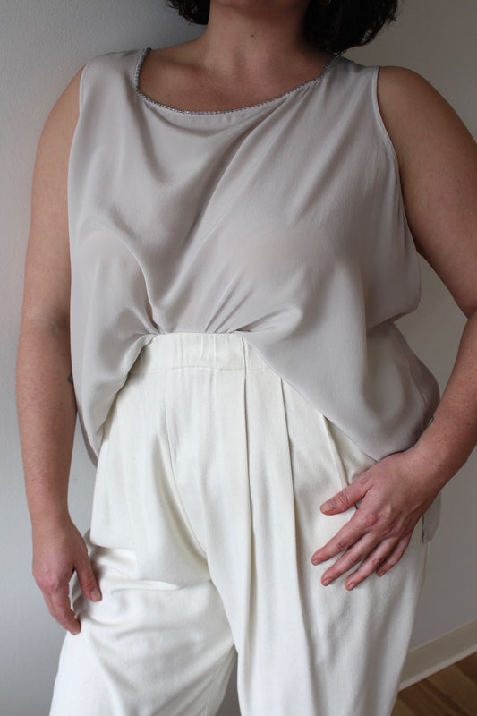 Vintage Dove Grey Silk Tank