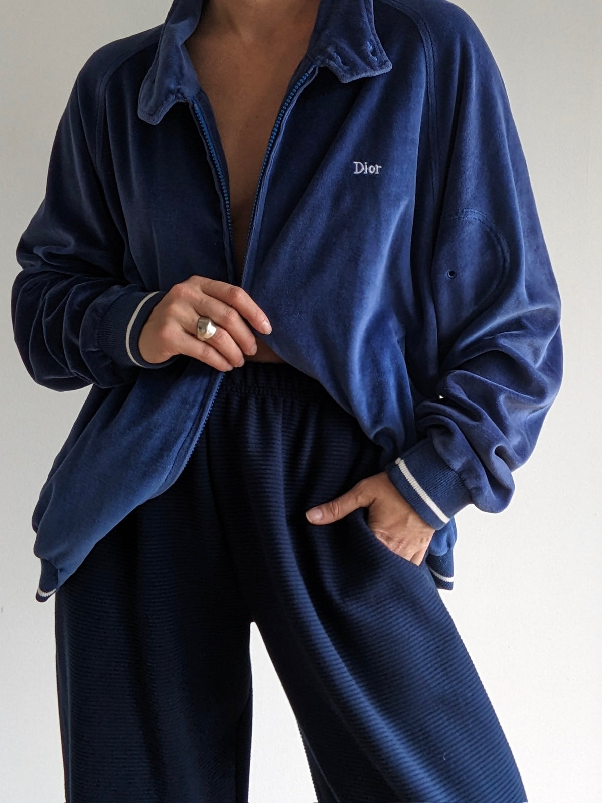 Vintage Christian Dior Ocean Velour Track Jacket