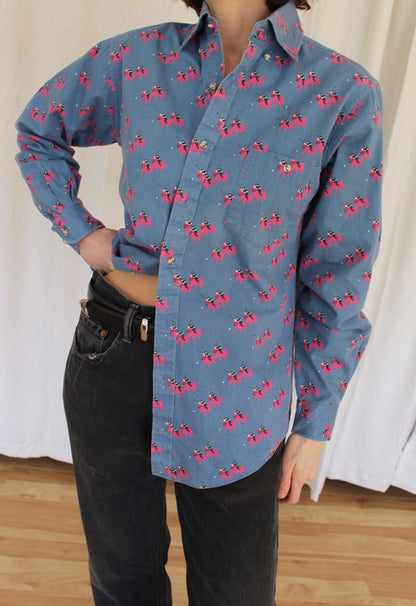Vintage Equestrian Graphic Cotton Shirt