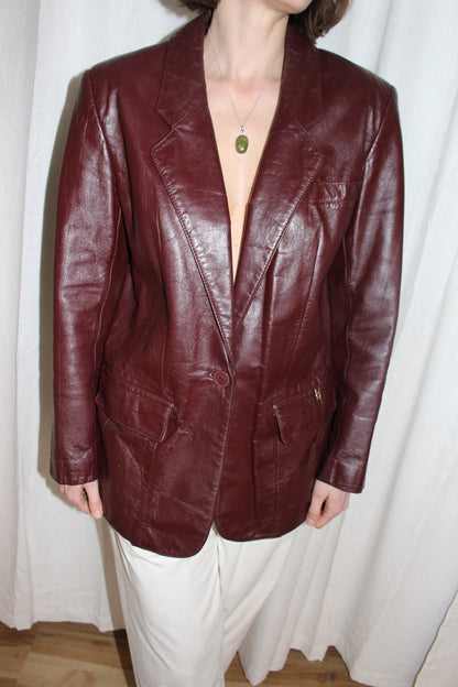 Vintage Etienne Aigner Merlot Leather Blazer