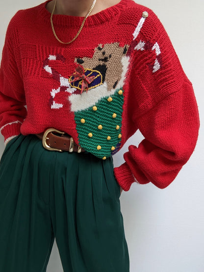 Vintage Stocking Embroidered Sweater