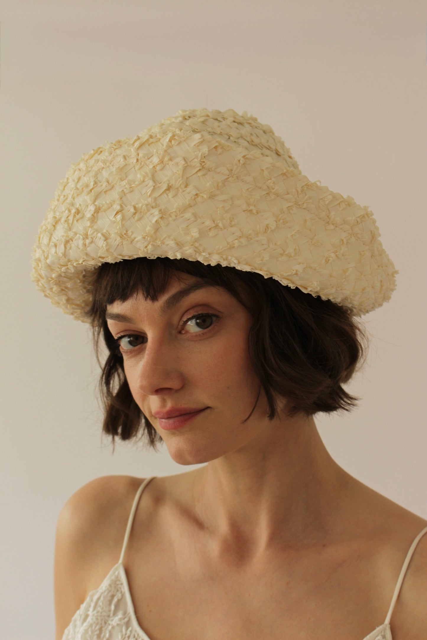 Beautiful Vintage Ivory Woven Hat