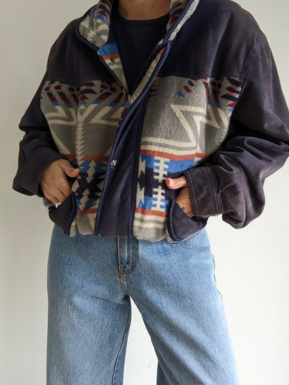 Vintage Patterned Suede & Wool Bomber