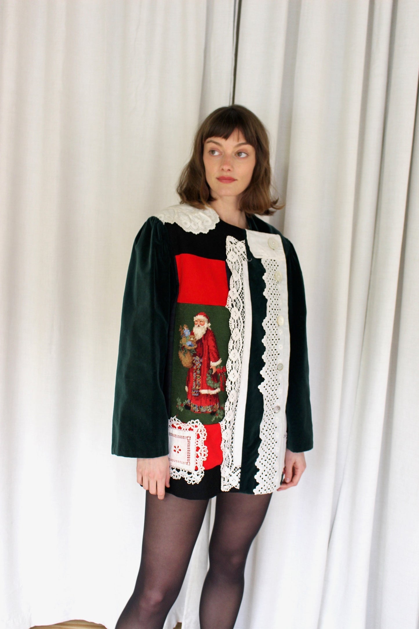 Absolutely Incredible Vintage Patchwork & Lace Holiday Jacket