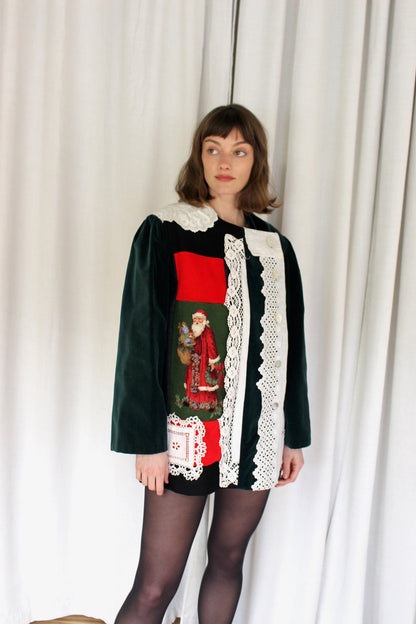 Absolutely Incredible Vintage Patchwork & Lace Holiday Jacket
