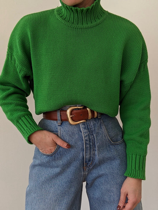 Vintage Pear Cotton Mock Neck Sweater