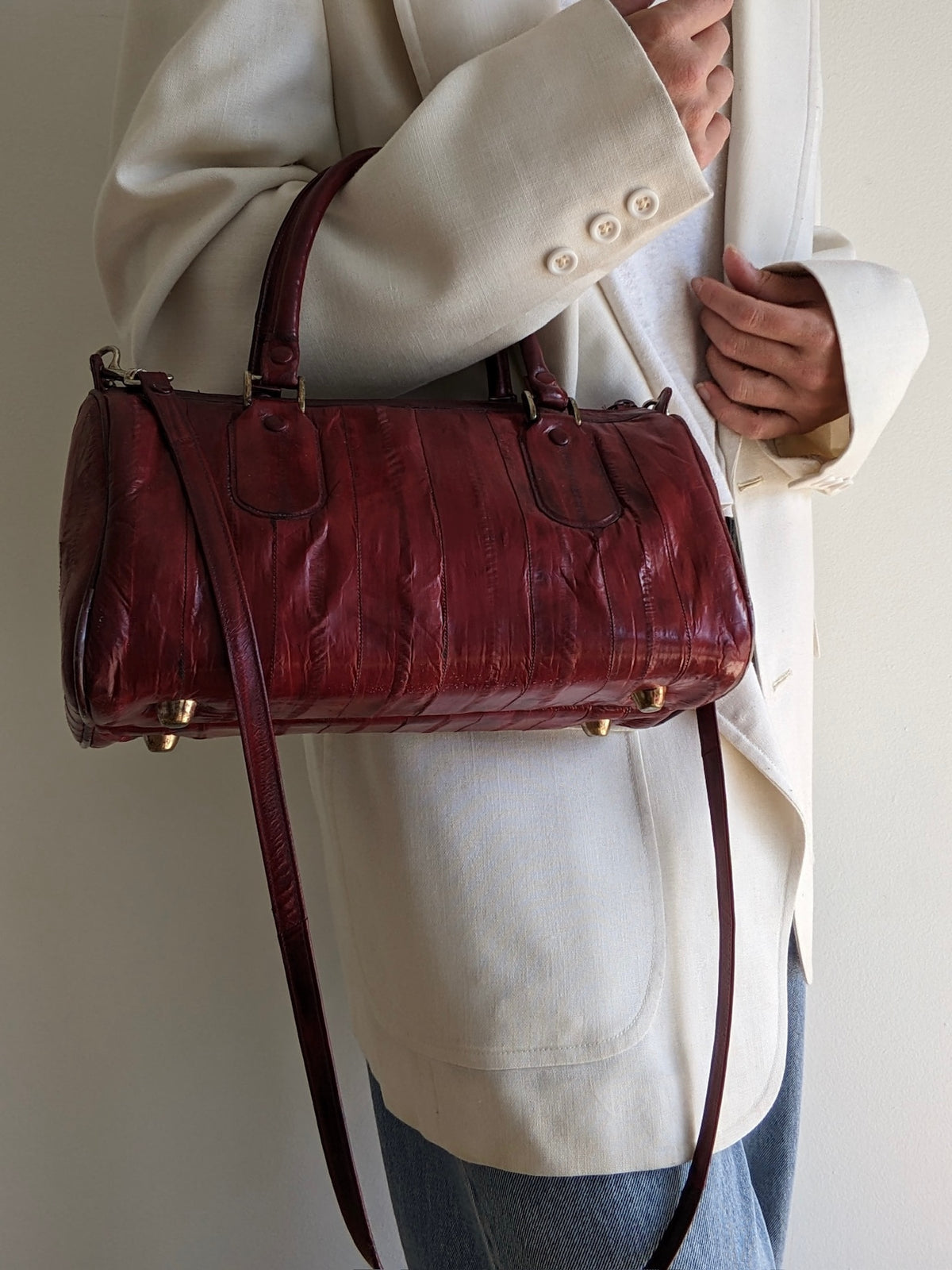Vintage Oxblood Eelskin Leather Purse