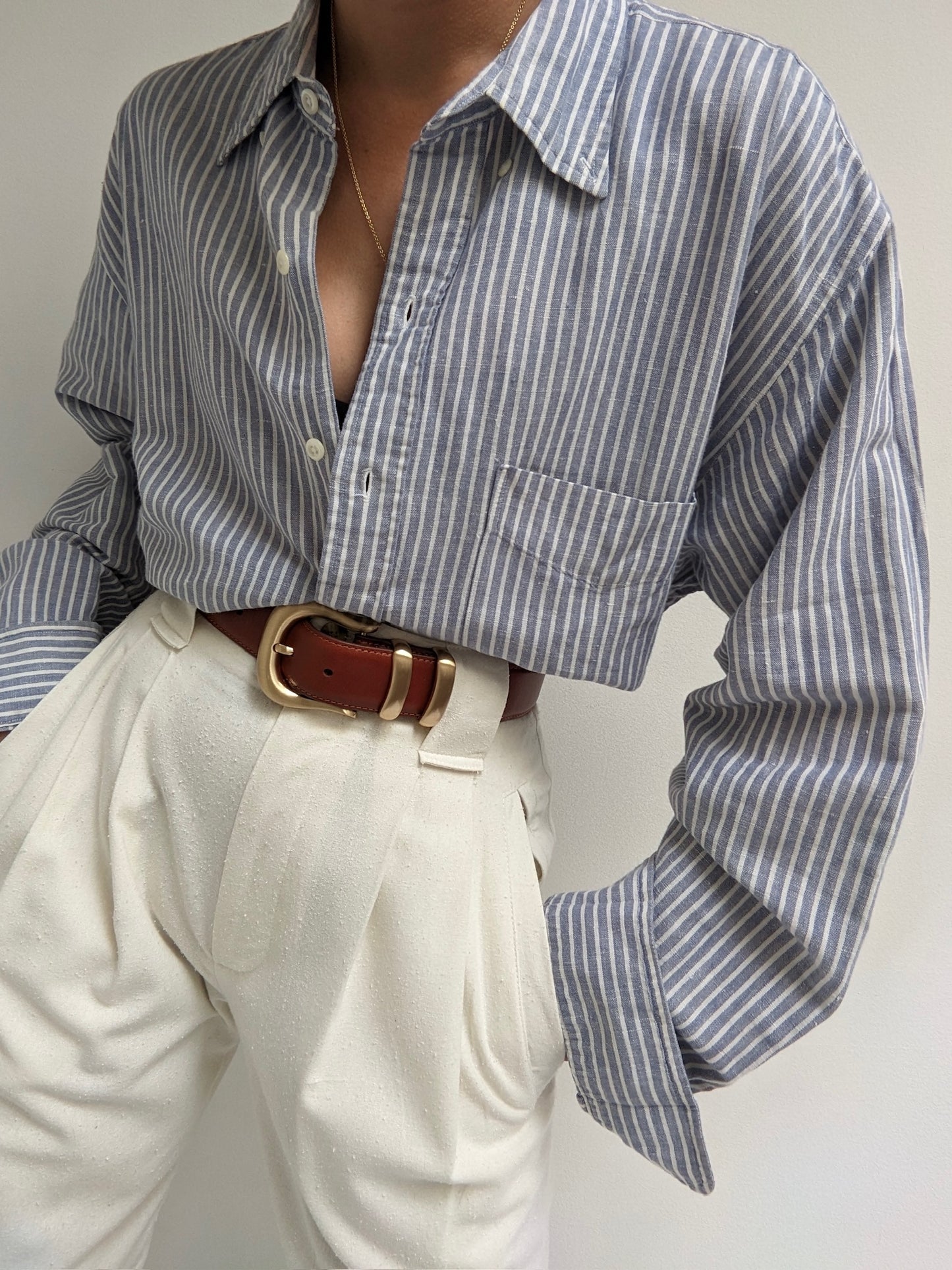 Vintage Ocean Striped Linen Shirt