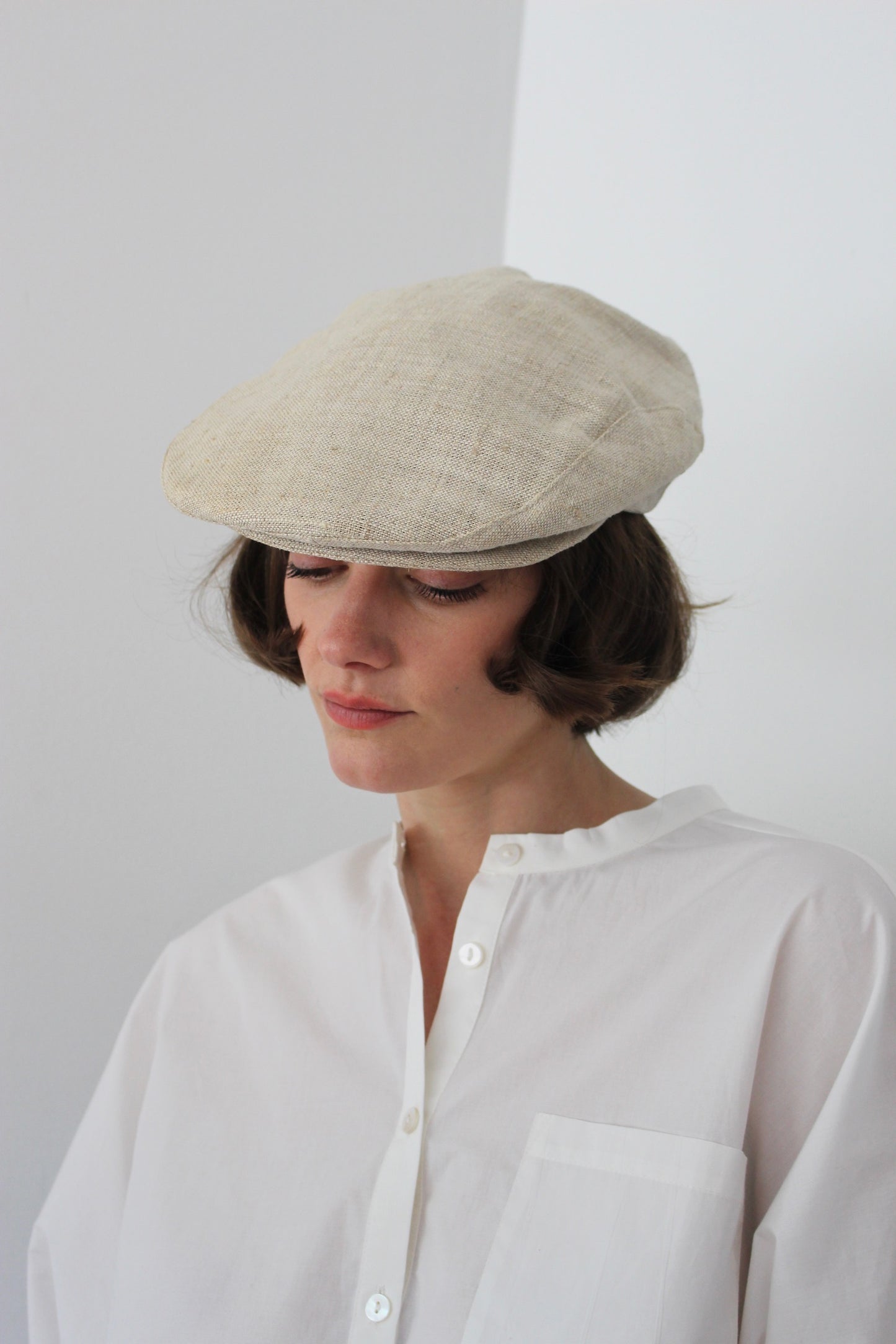 Vintage Woven Linen Flat Cap