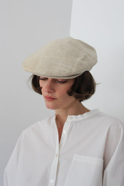 Vintage Woven Linen Flat Cap