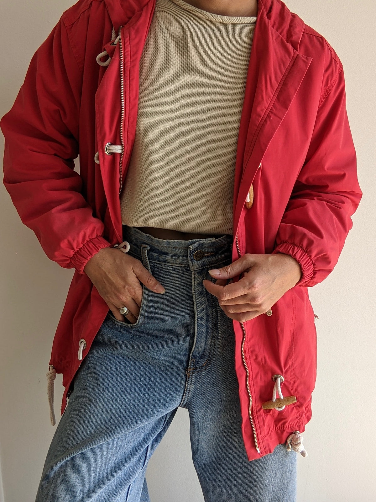 Vintage Tomato Red Toggle Jacket