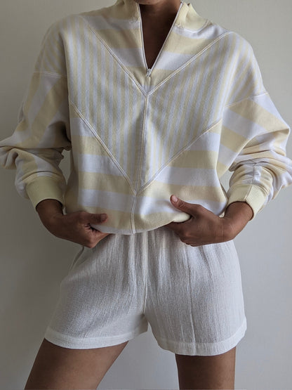 Vintage Butter Striped Henley Sweatshirt