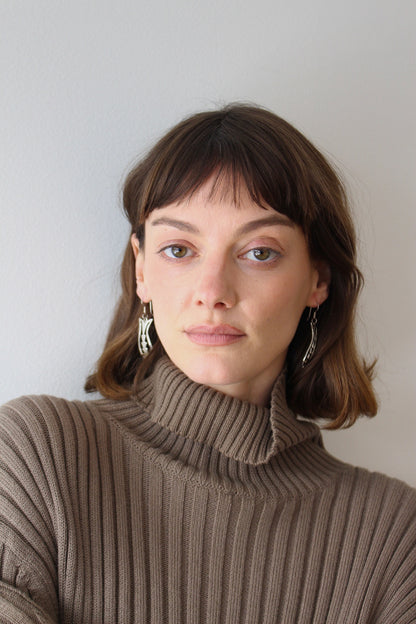 Vintage Sterling Silver Abstract Fish Earrings