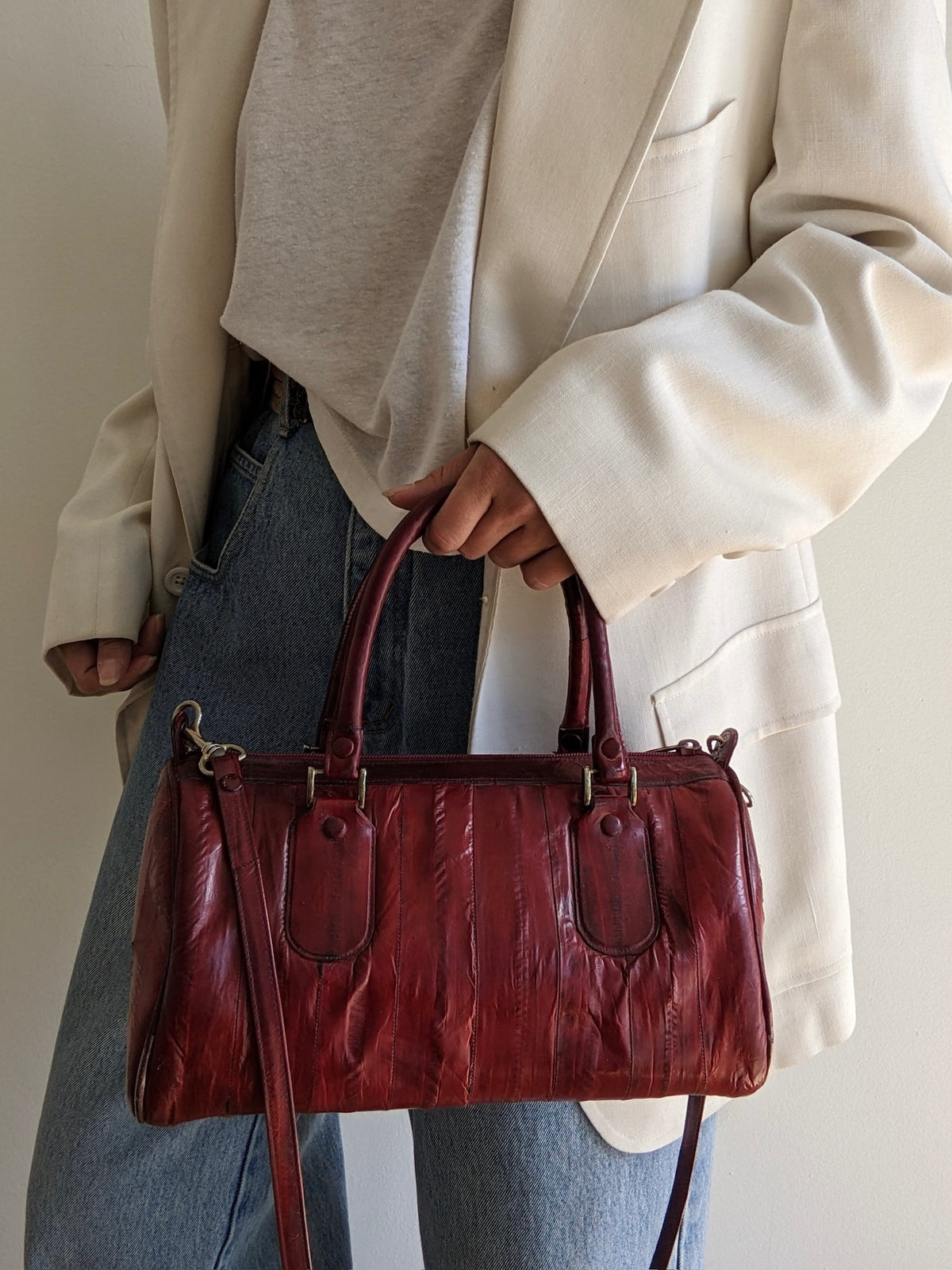 Vintage Oxblood Eelskin Leather Purse