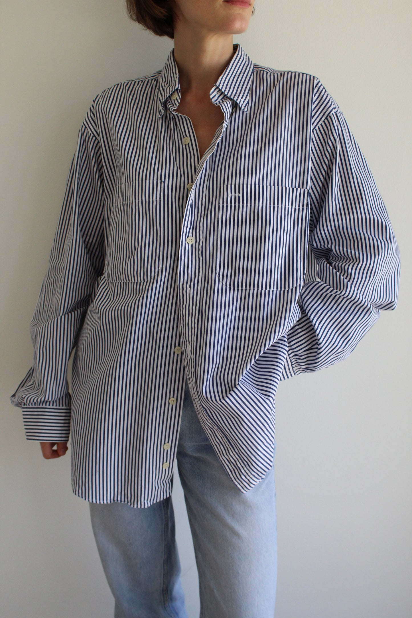 90s Striped Burberrys Button Down Shirt