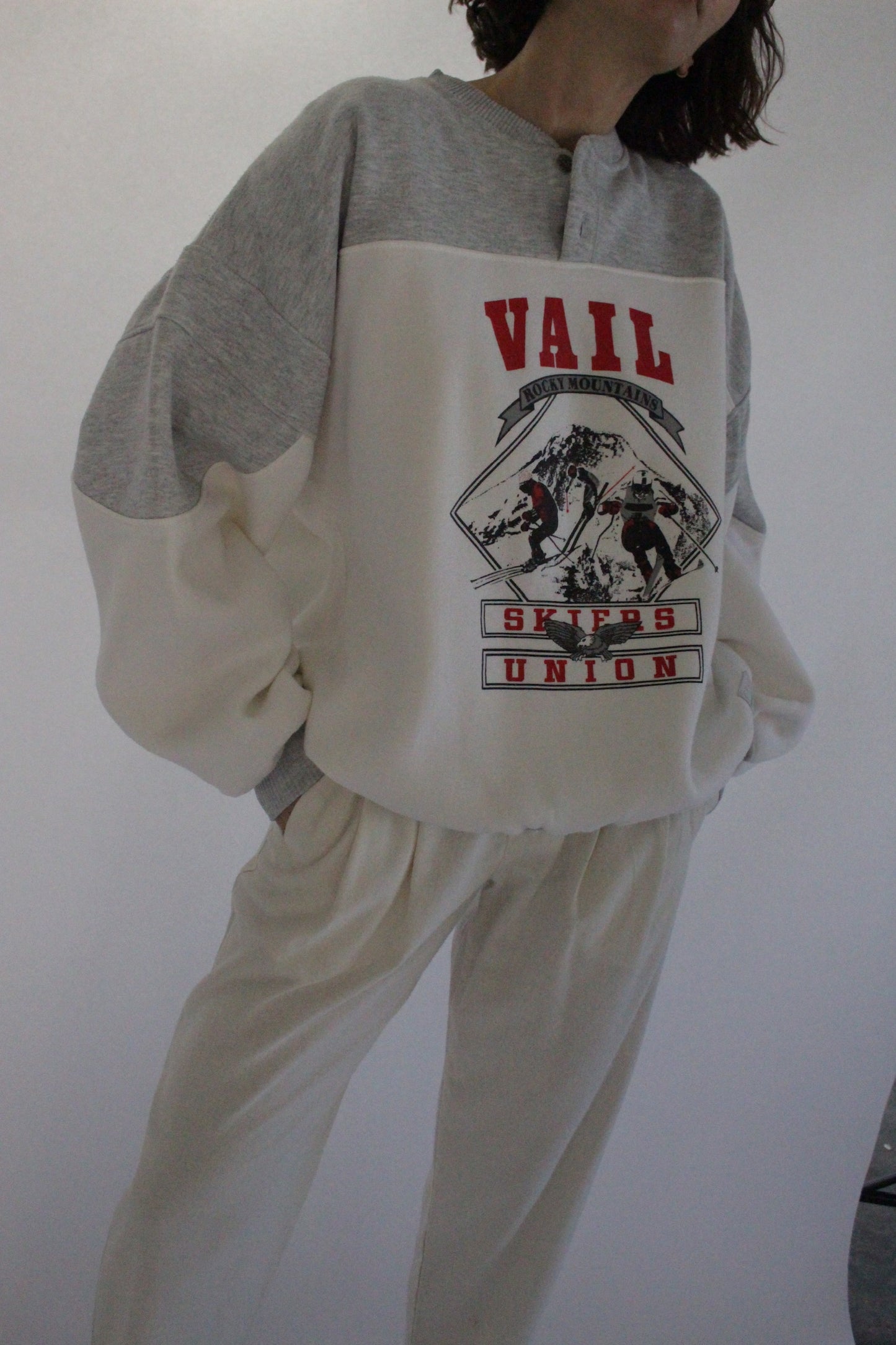 Vintage Vail Graphic Henley Sweatshirt