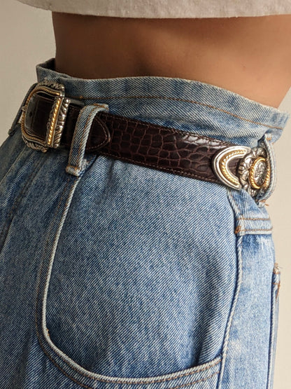 Vintage Embossed Leather & Ornate Hardware Belt