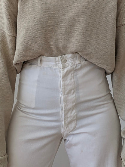 Amazing Vintage Eggshell Twilled Sailor Pants