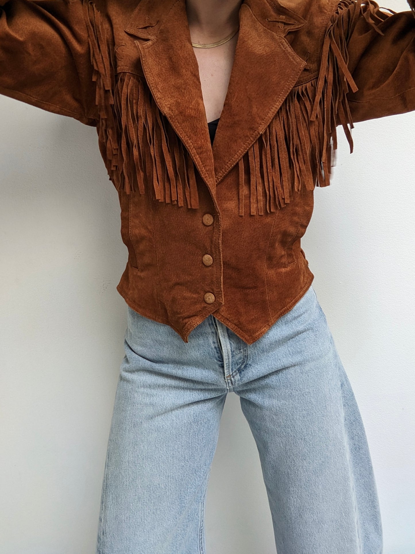 Vintage Cinnamon Fringed Suede Jacket