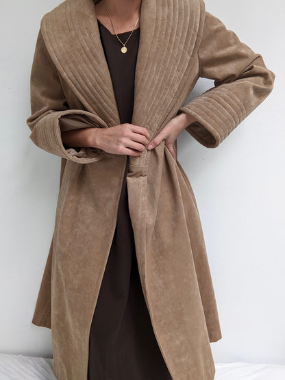 Vintage Vegan Suede Robe Coat