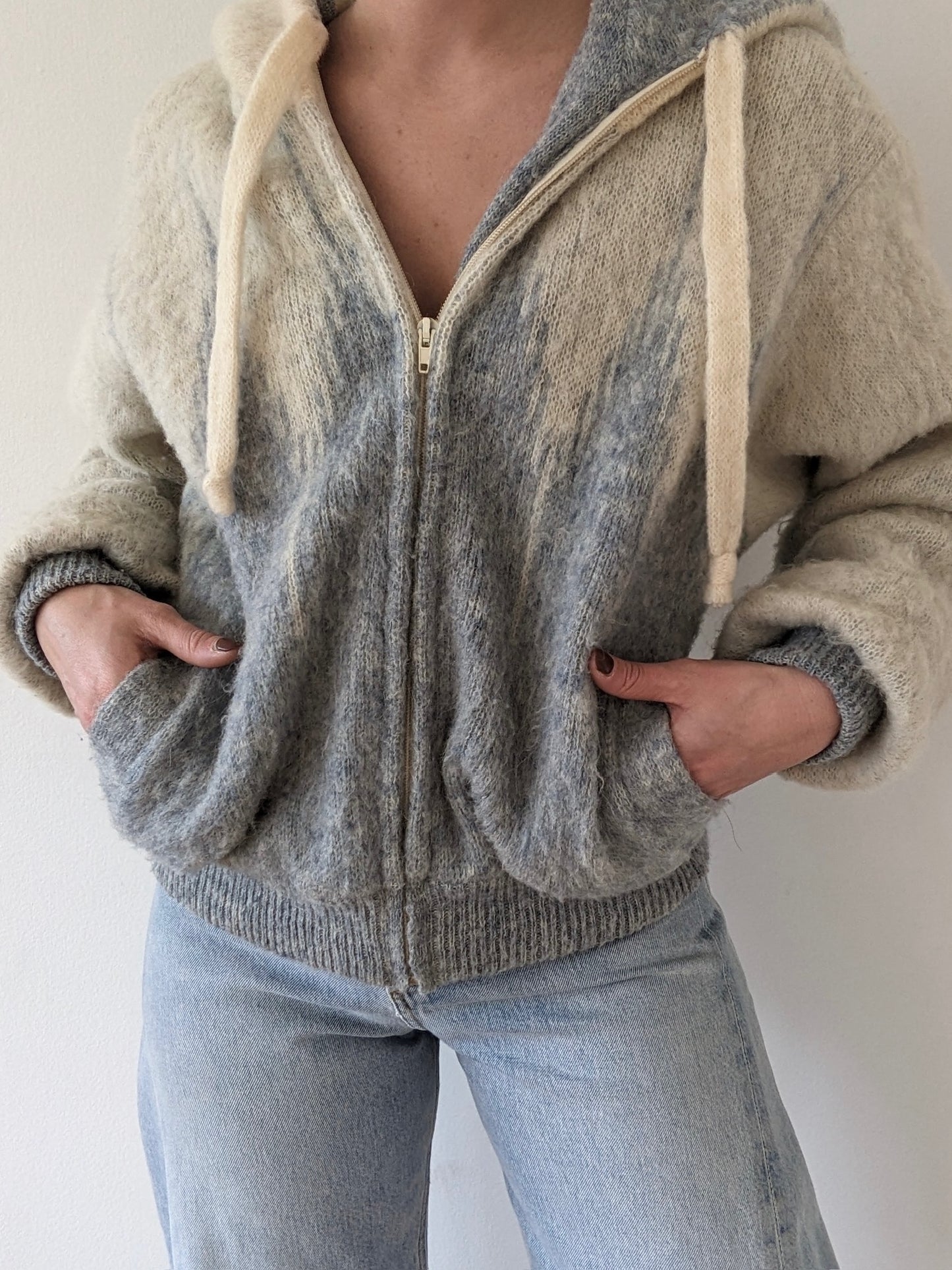 Vintage Icelandic Wool Hooded Zip Jacket