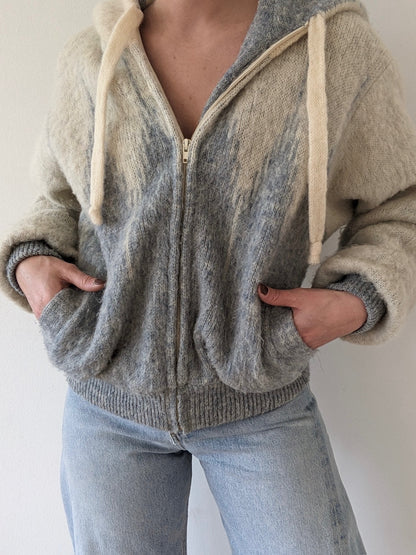 Vintage Icelandic Wool Hooded Zip Jacket