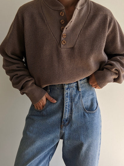Favorite Vintage Taupe Cotton Henley
