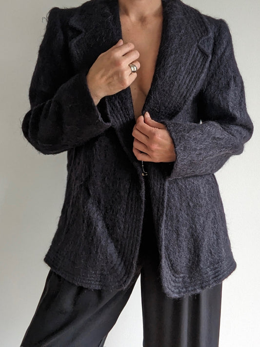 Vintage Black Licorice Mohair Jacket