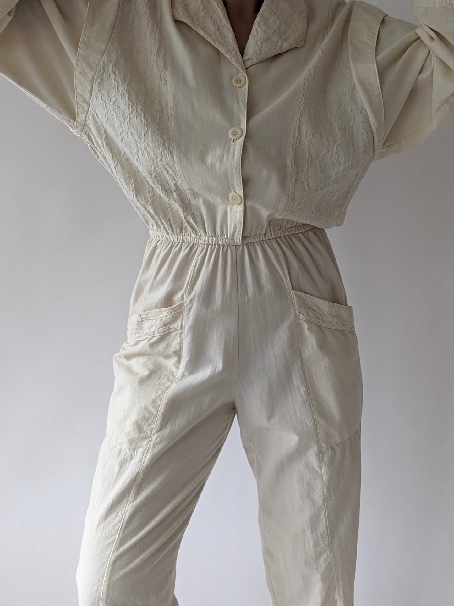 Lovely Vintage Cream Cotton Jumpsuit