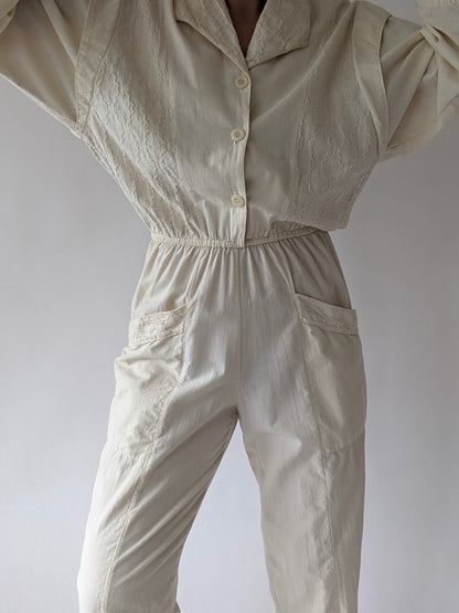 Lovely Vintage Cream Cotton Jumpsuit