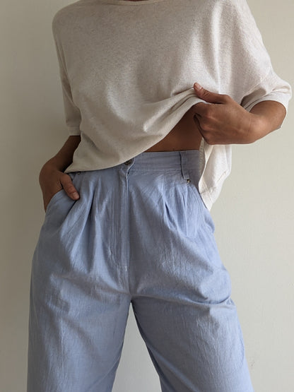 Vintage Pleated Chambray Trousers