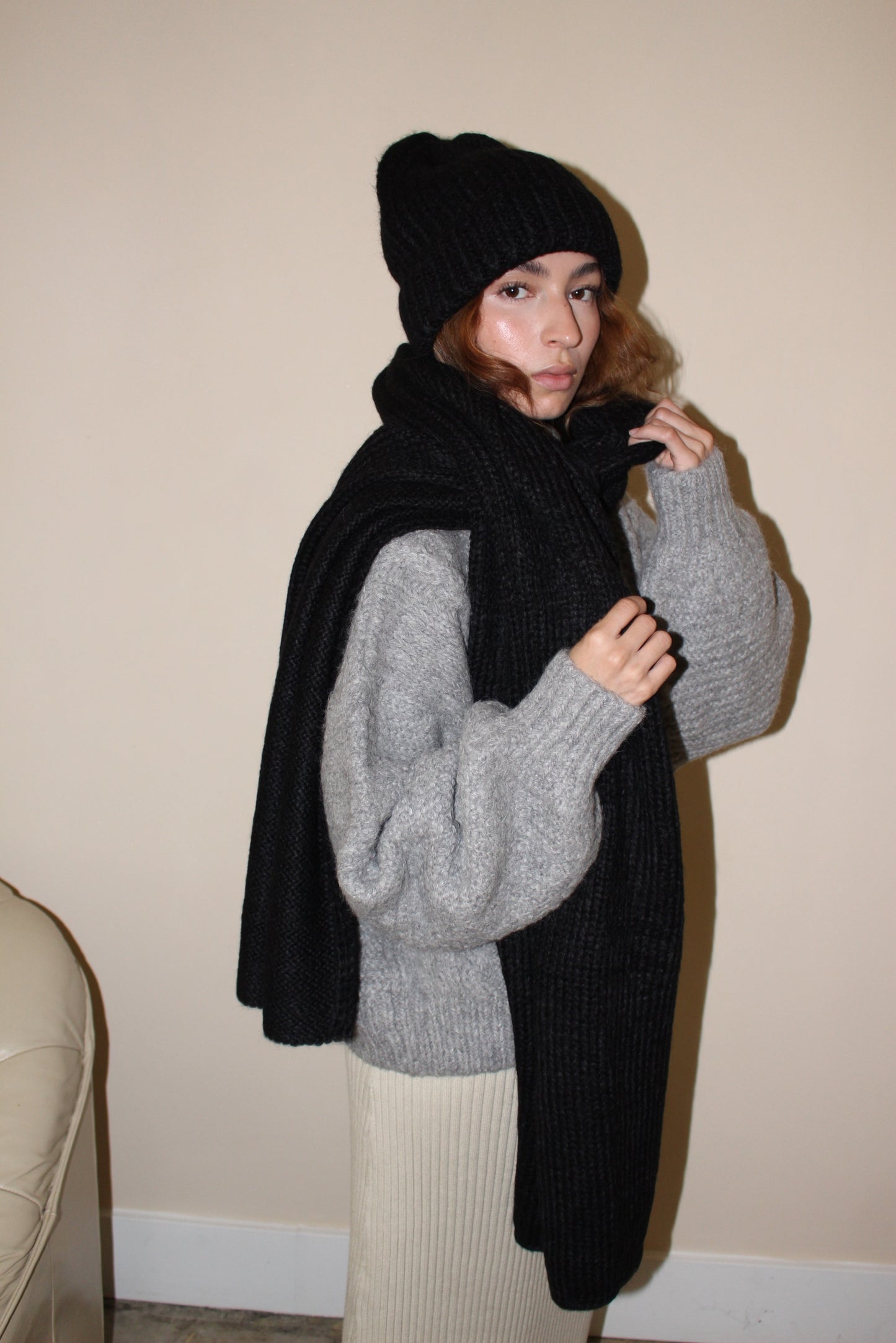 Ralphie Knitted Suri Alpaca Blanket Scarf