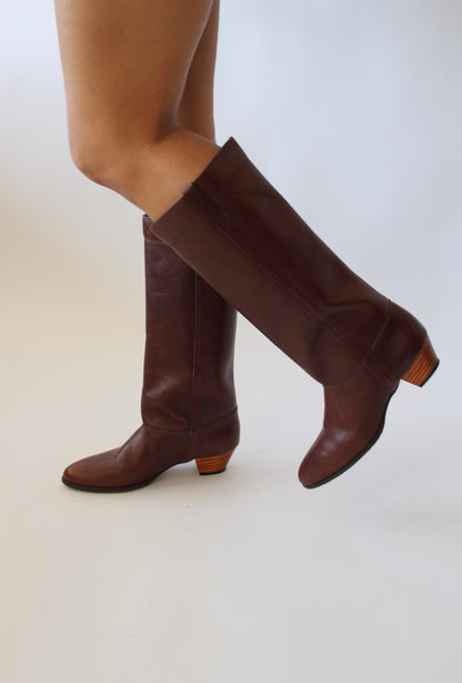 Vintage Mahogany Leather Riding Boot