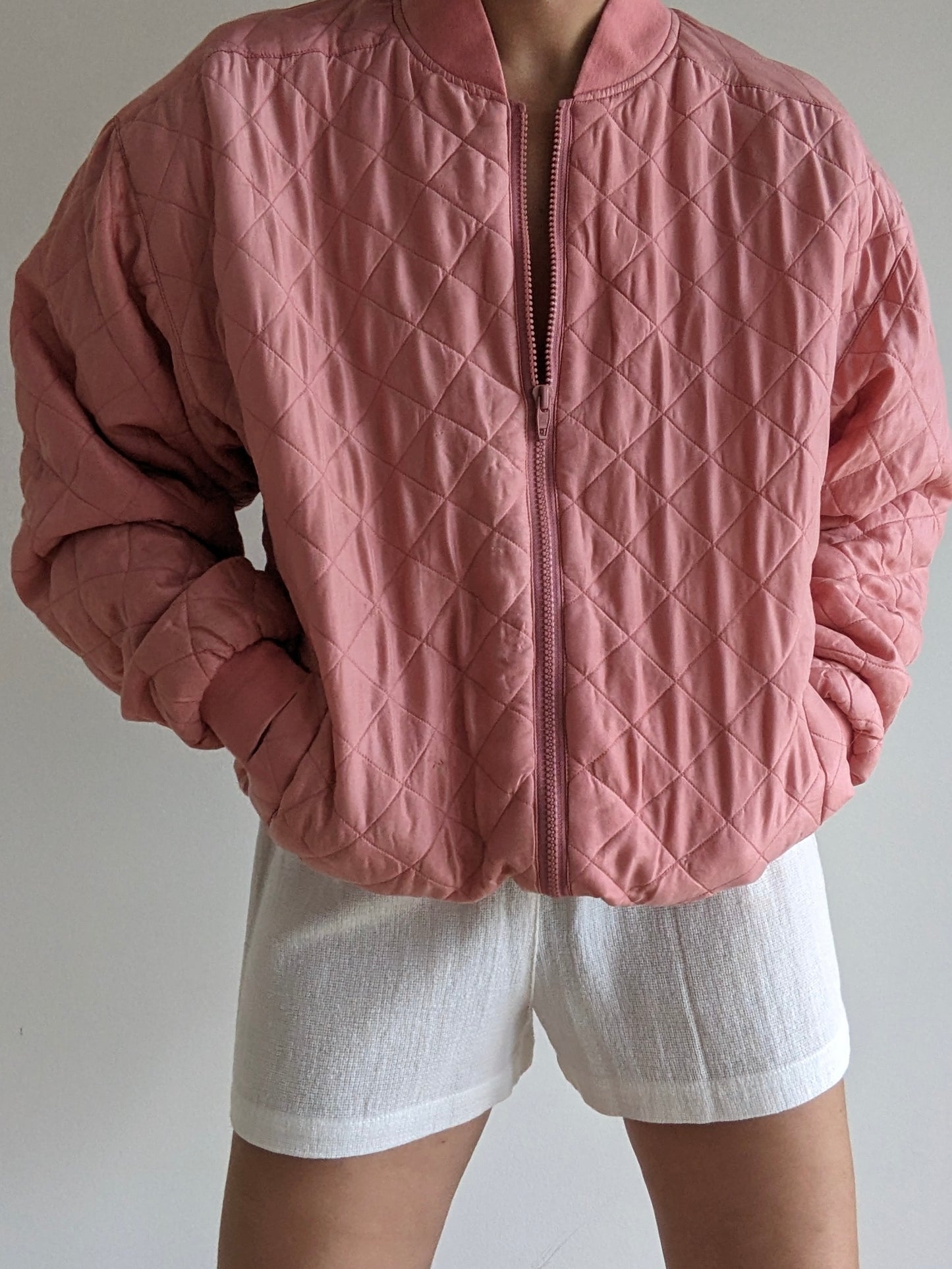 Vintage Rose Quilted SIlk Bomber