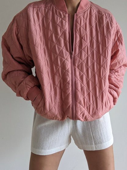 Vintage Rose Quilted SIlk Bomber
