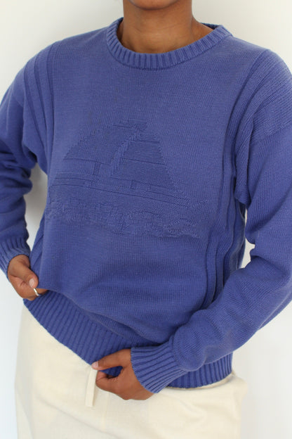 Sweet Vintage Sailboat Cotton Sweater