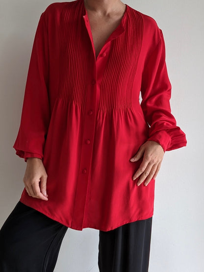 Vintage Diane Von Furstenberg Pleated Silk Blouse