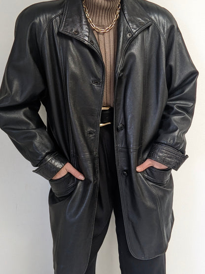 Bold Vintage Ink Leather Coat