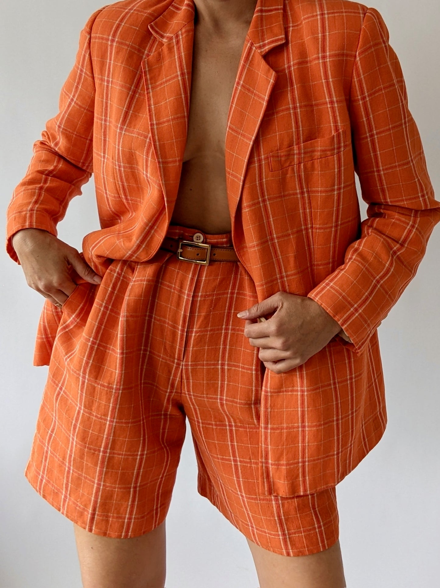 Rare Vintage Citrus Linen Shorts Suit