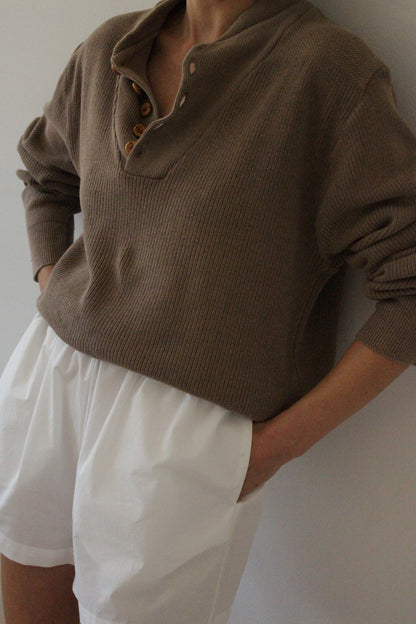 Favorite Vintage Mocha Cotton Henley