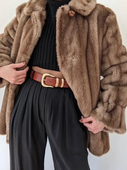 Luxury Vintage Plush Faux Fur Coat
