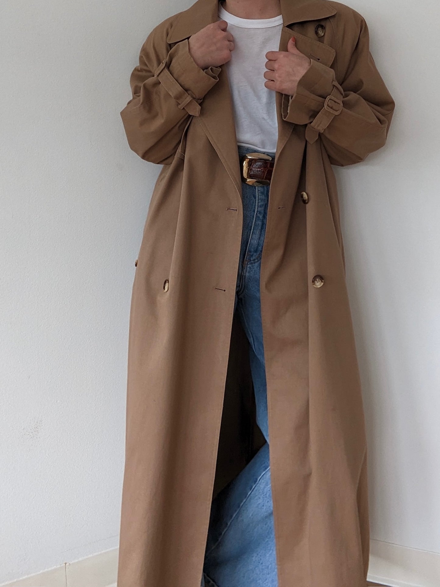 Vintage Mocha Cotton Twill Trench Coat