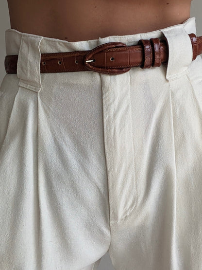 Vintage Alligator-Embossed Leather Belt