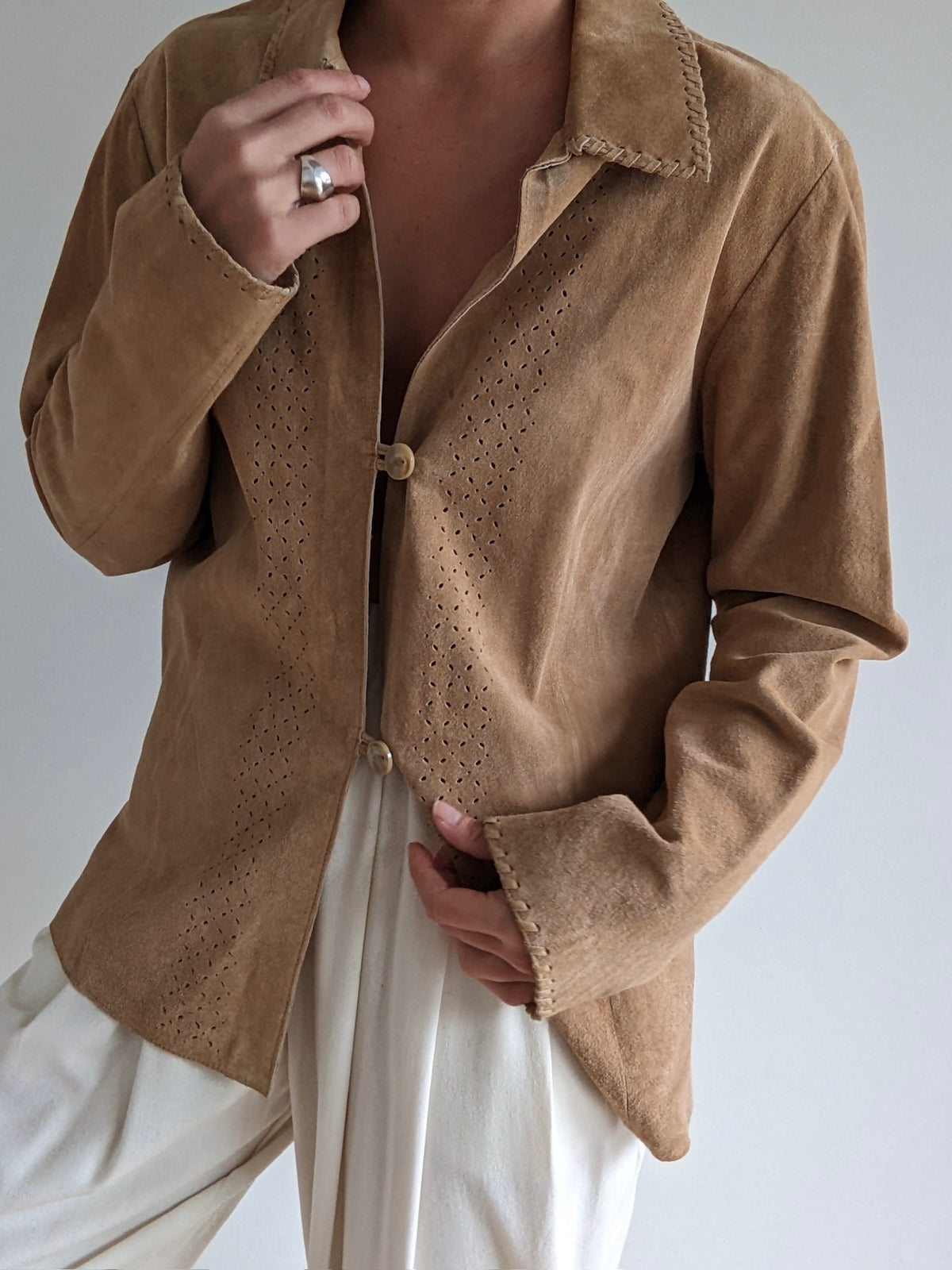 Vintage Eyelet Suede Rouleau Jacket