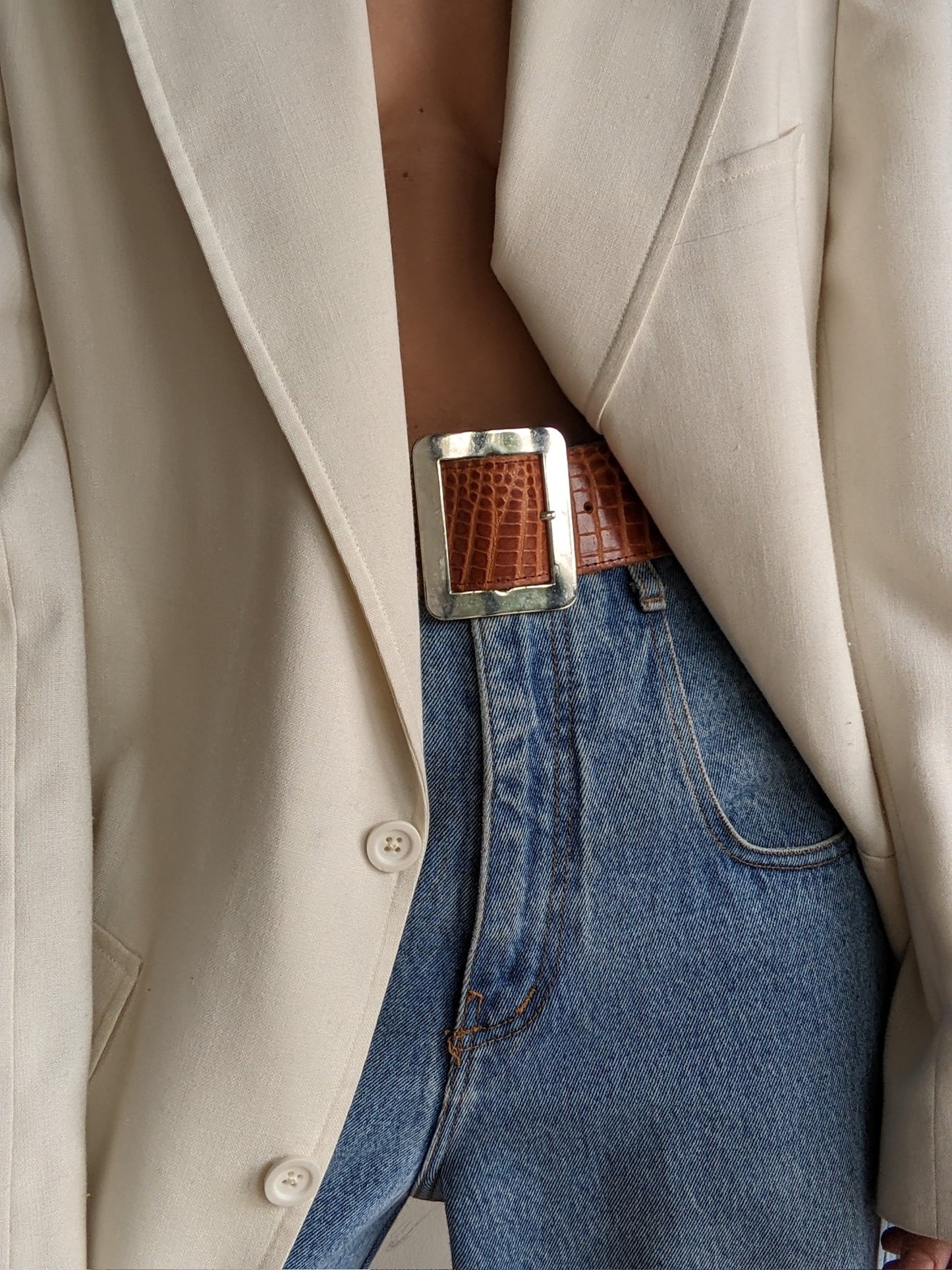 Favorite Vintage Wide Reptile-Embossed Leather Belt