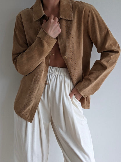 Vintage Eyelet Suede Rouleau Jacket